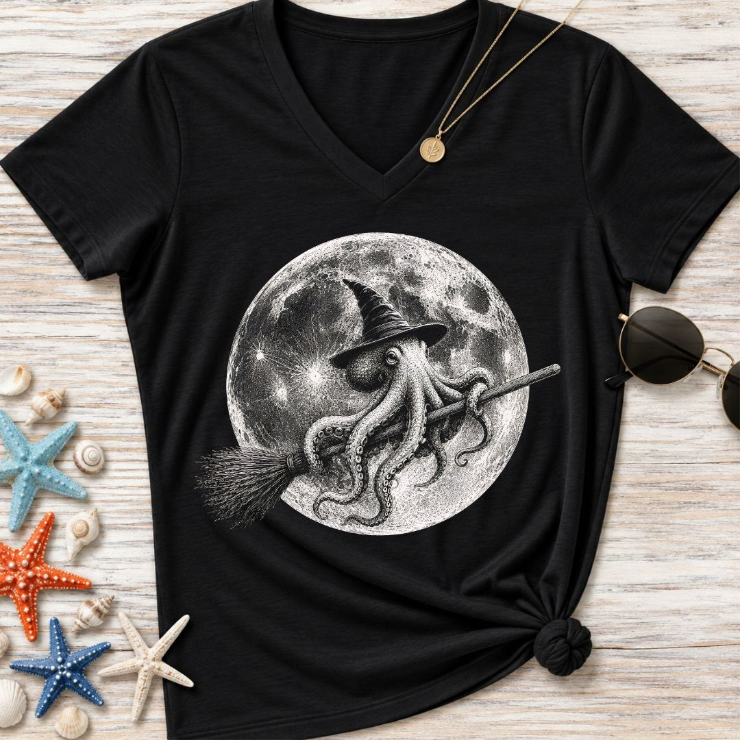 Witch Octopus Women's V-Neck T-Shirt
