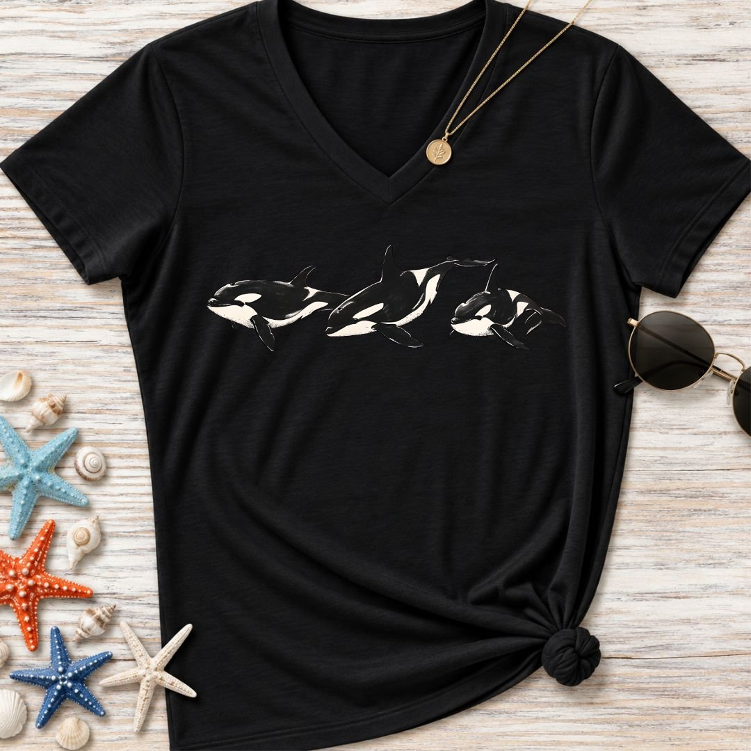 Vintage Orcas Women's V-Neck T-Shirt