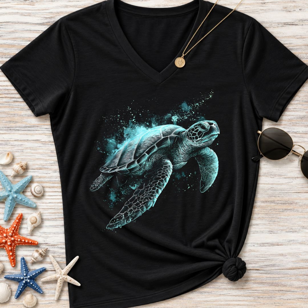 Bioluminescent Turtle Women's V-Neck T-Shirt