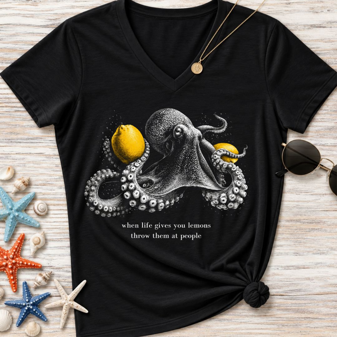 Lemons, Octopus Women's V-Neck T-Shirt