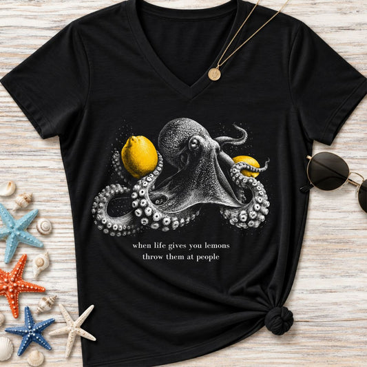 Lemons, Octopus Women's V-Neck T-Shirt
