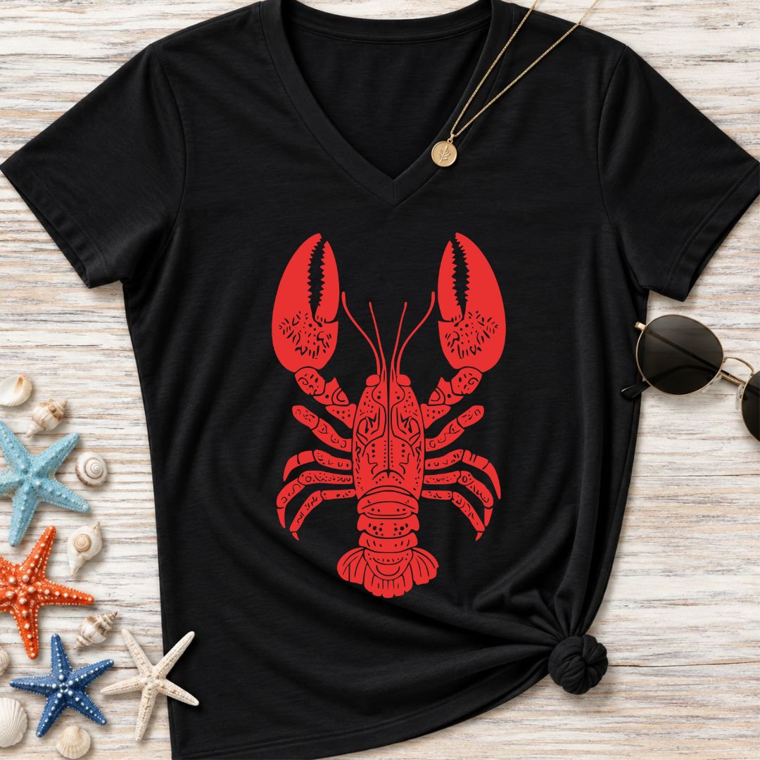 Tribal Lobster Women's V-Neck T-Shirt