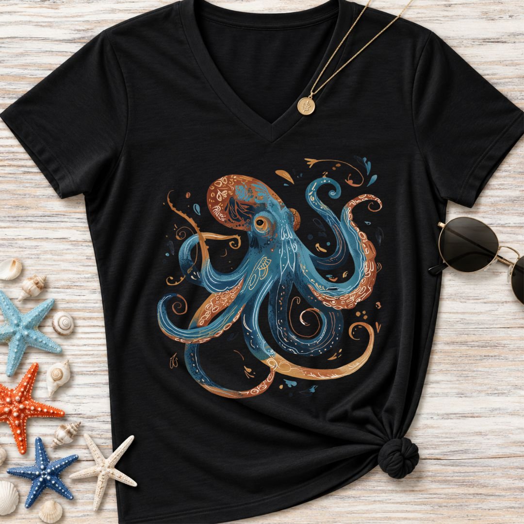 Boho Octopus Women's V-Neck T-Shirt