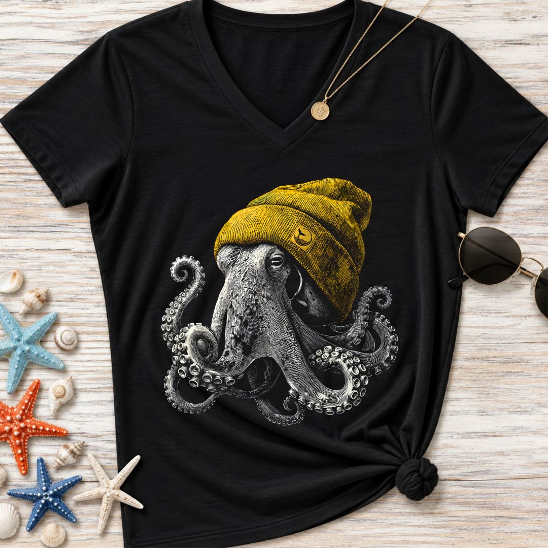 Winter Octopus Women's V-Neck T-Shirt