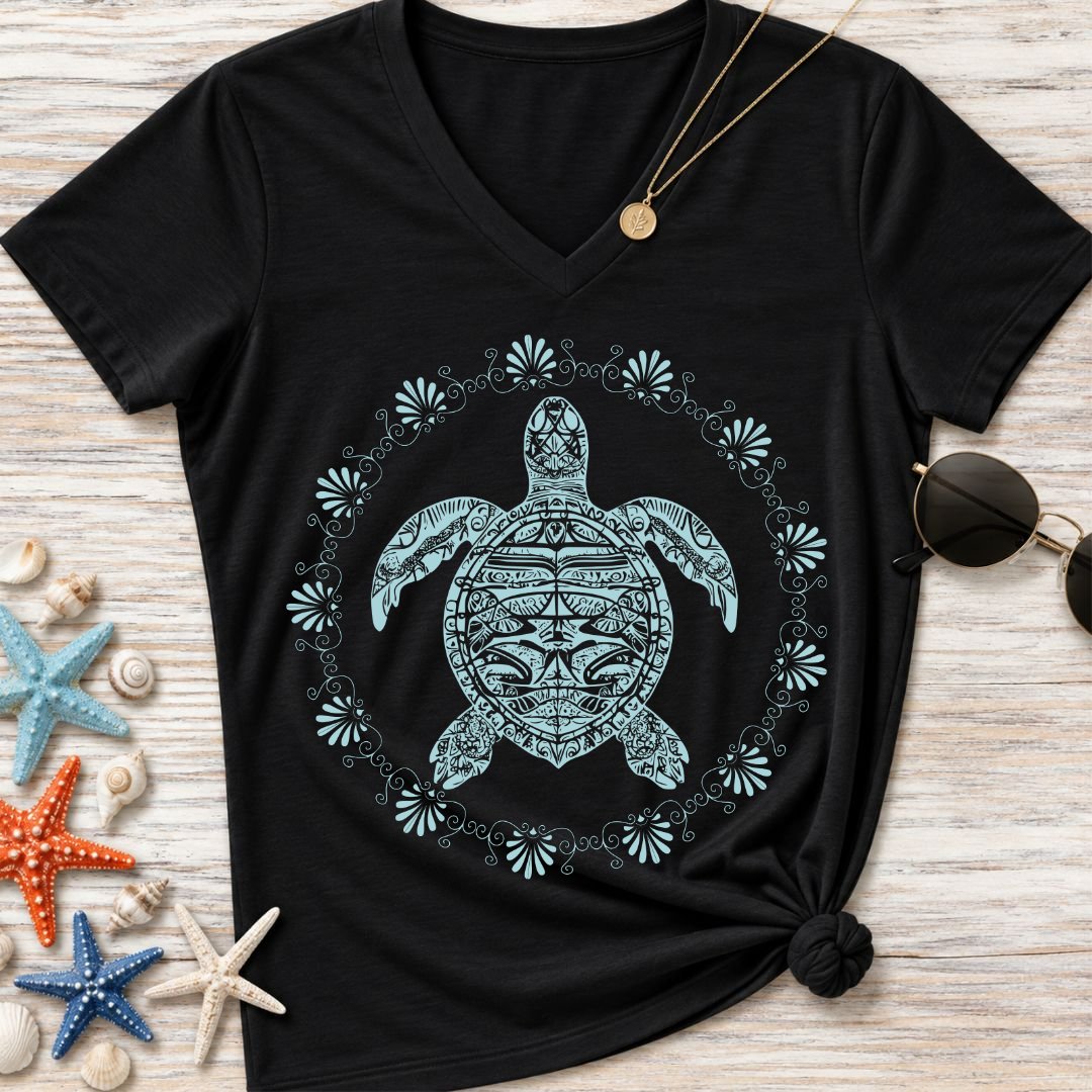 Turtle Mandala Women's V-Neck T-Shirt