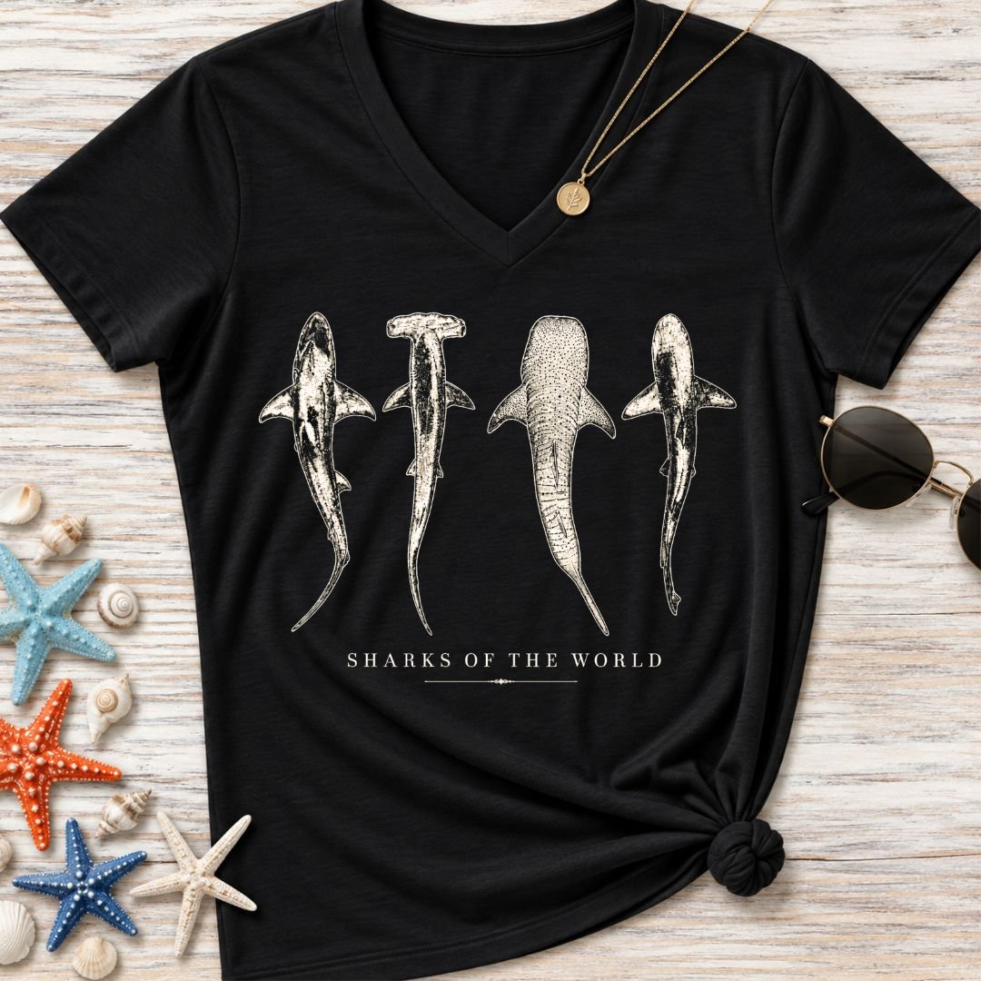 Sharks Of The World Women's V-Neck T-Shirt