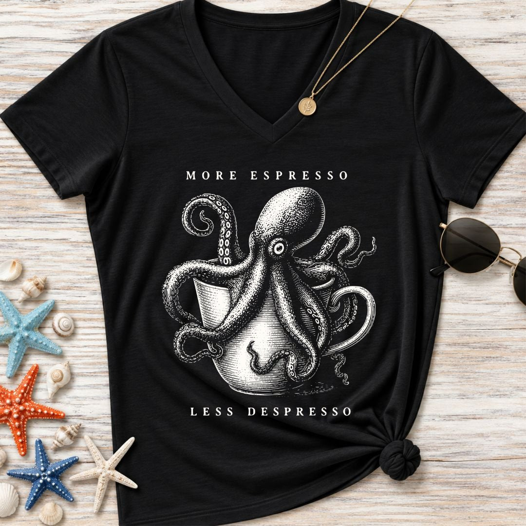 Espresso Octopus Women's V-Neck T-Shirt