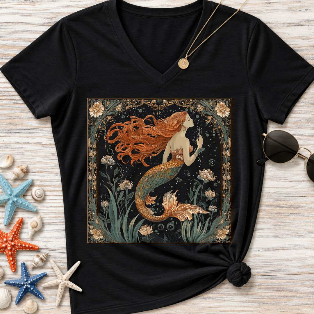 Mermaid Art Nouveau Women's V-Neck T-Shirt