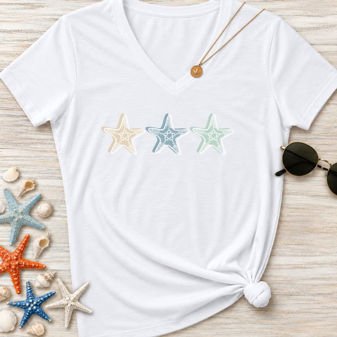 3 Starfish Women's V-Neck T-Shirt