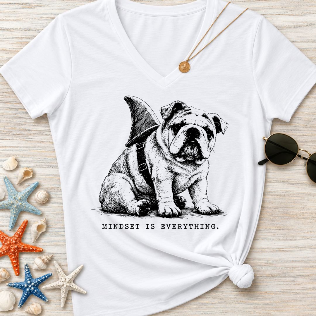 Mindset Is Everything, Bulldog Women's V-Neck T-Shirt