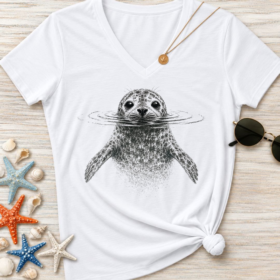 Swimming Seal Women's V-Neck T-Shirt