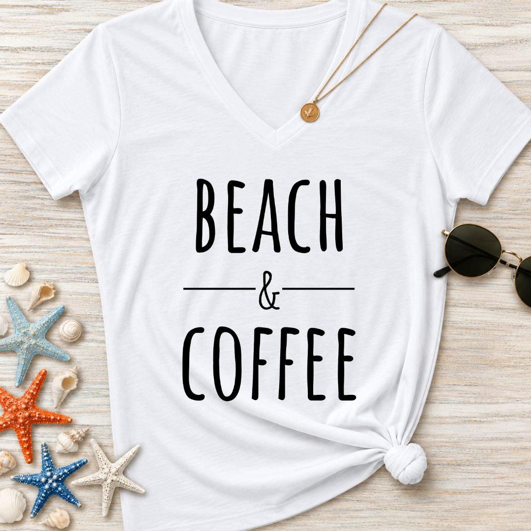 Beach & Coffee Women's V-Neck T-Shirt