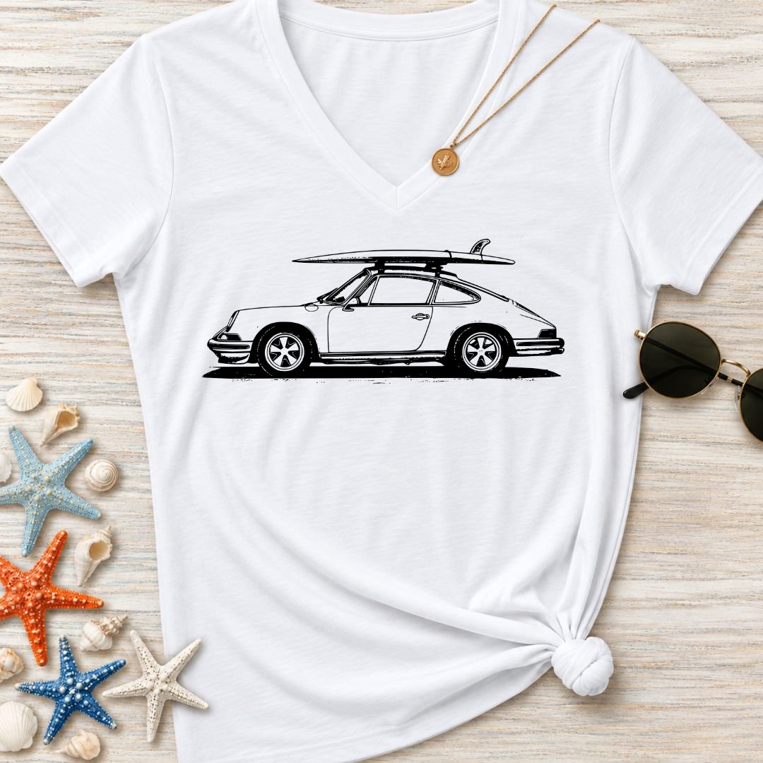 Vintage Porsche Women's V-Neck T-Shirt