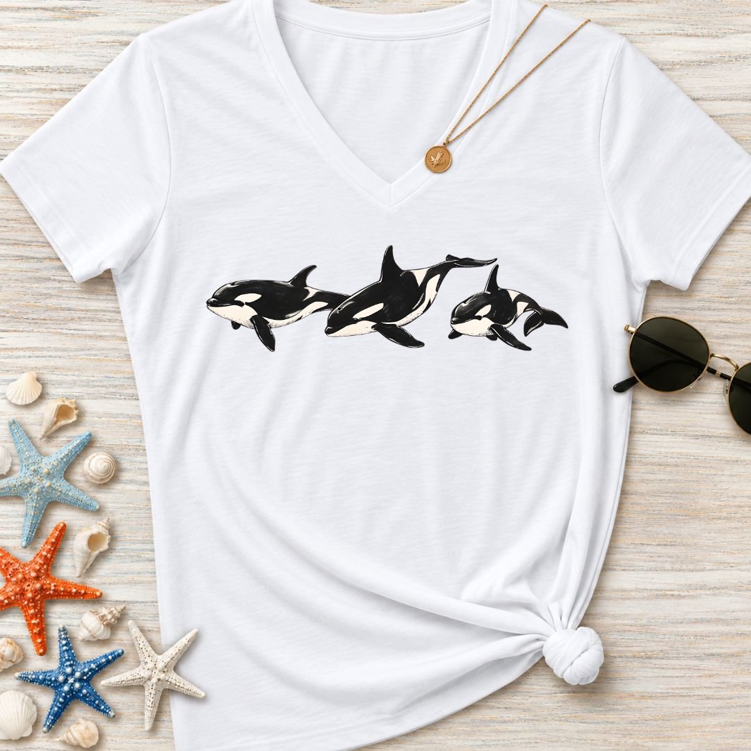 Vintage Orcas Women's V-Neck T-Shirt