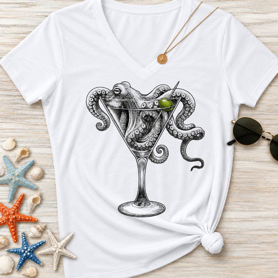 Octopus Martini Women's V-Neck T-Shirt