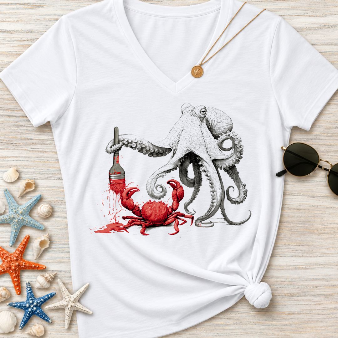 Off To Paint Stuff, Octopus Women's V-Neck T-Shirt