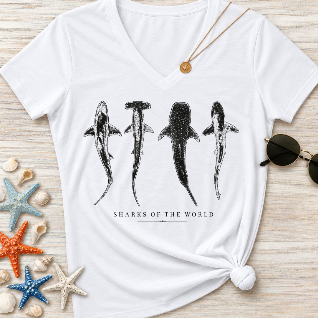Sharks Of The World Women's V-Neck T-Shirt