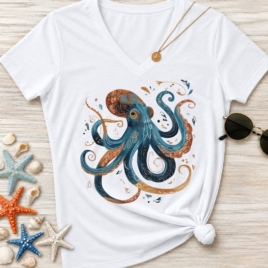 Boho Octopus Women's V-Neck T-Shirt