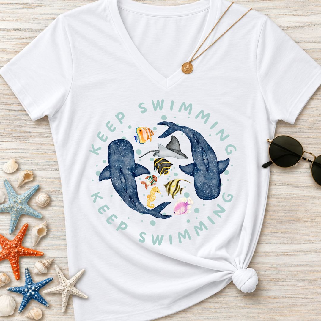 Keep Swimming Women's V-Neck T-Shirt