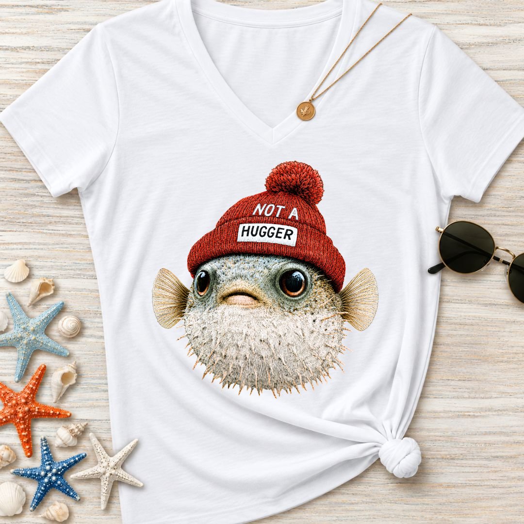 Hugger Pufferfish Women's V-Neck T-Shirt