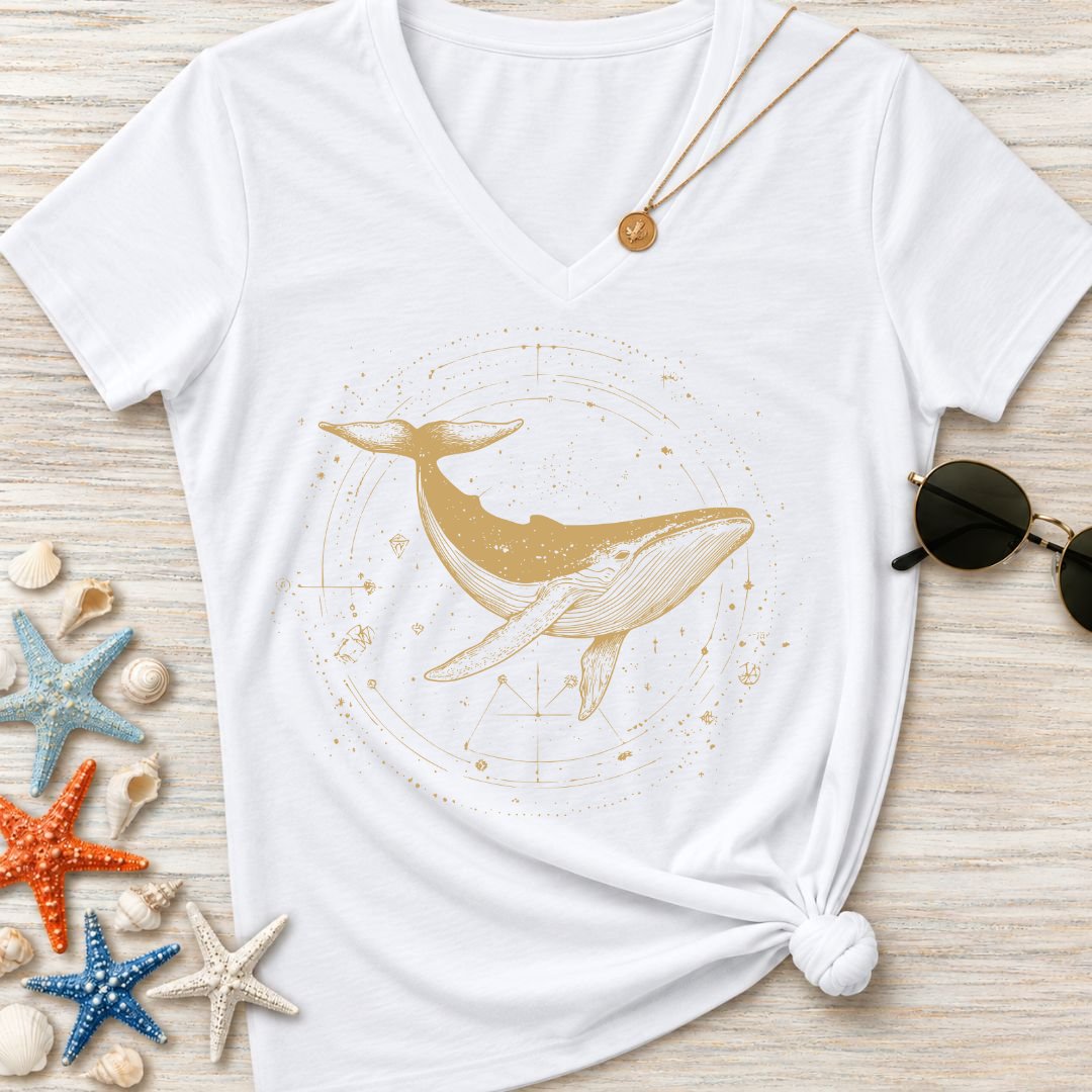Cosmic Whale Women's V-Neck T-Shirt