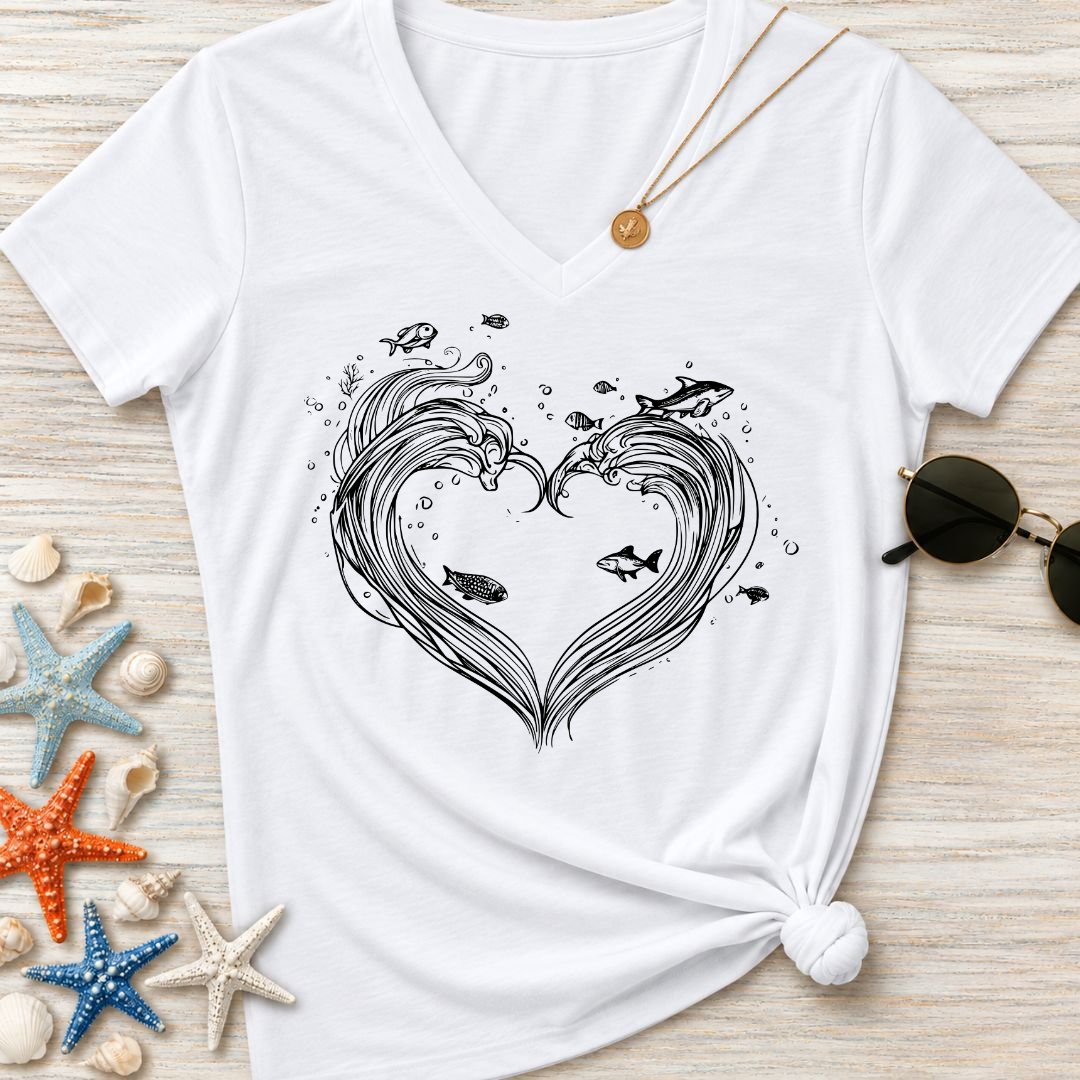 Heart Waves Women's V-Neck T-Shirt