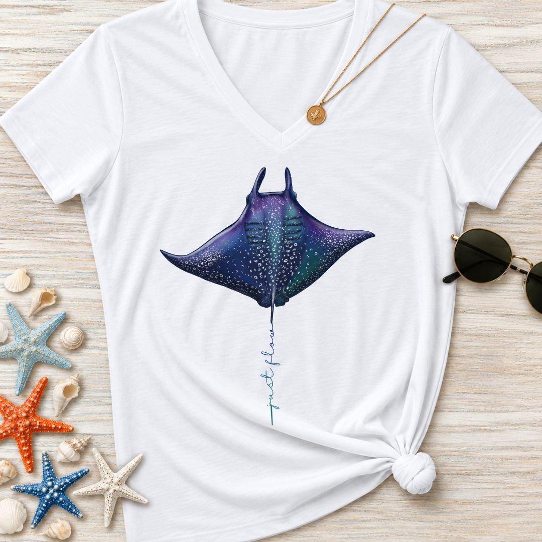 Just Flow Manta Women's V-Neck T-Shirt
