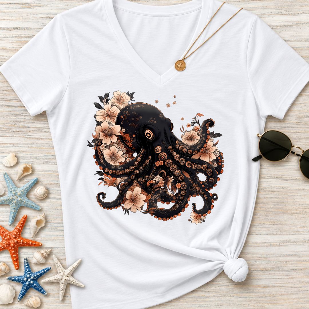 Japanese Octopus Women's V-Neck T-Shirt