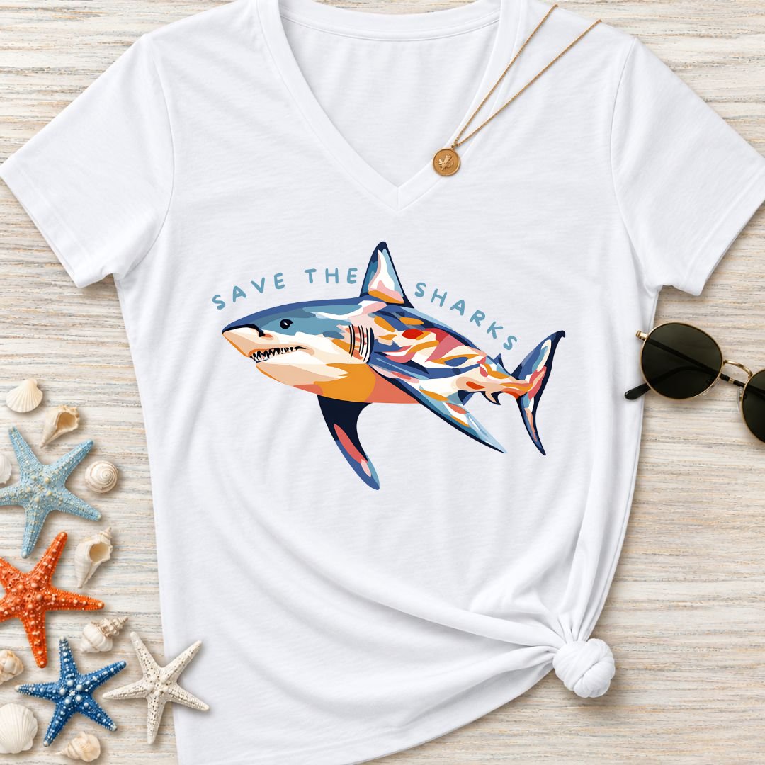 Save The Sharks Women's V-Neck T-Shirt