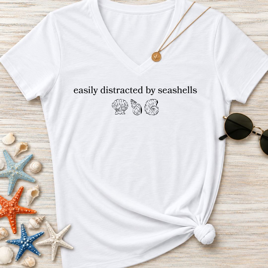 Distracted By Seashells Women's V-Neck T-Shirt