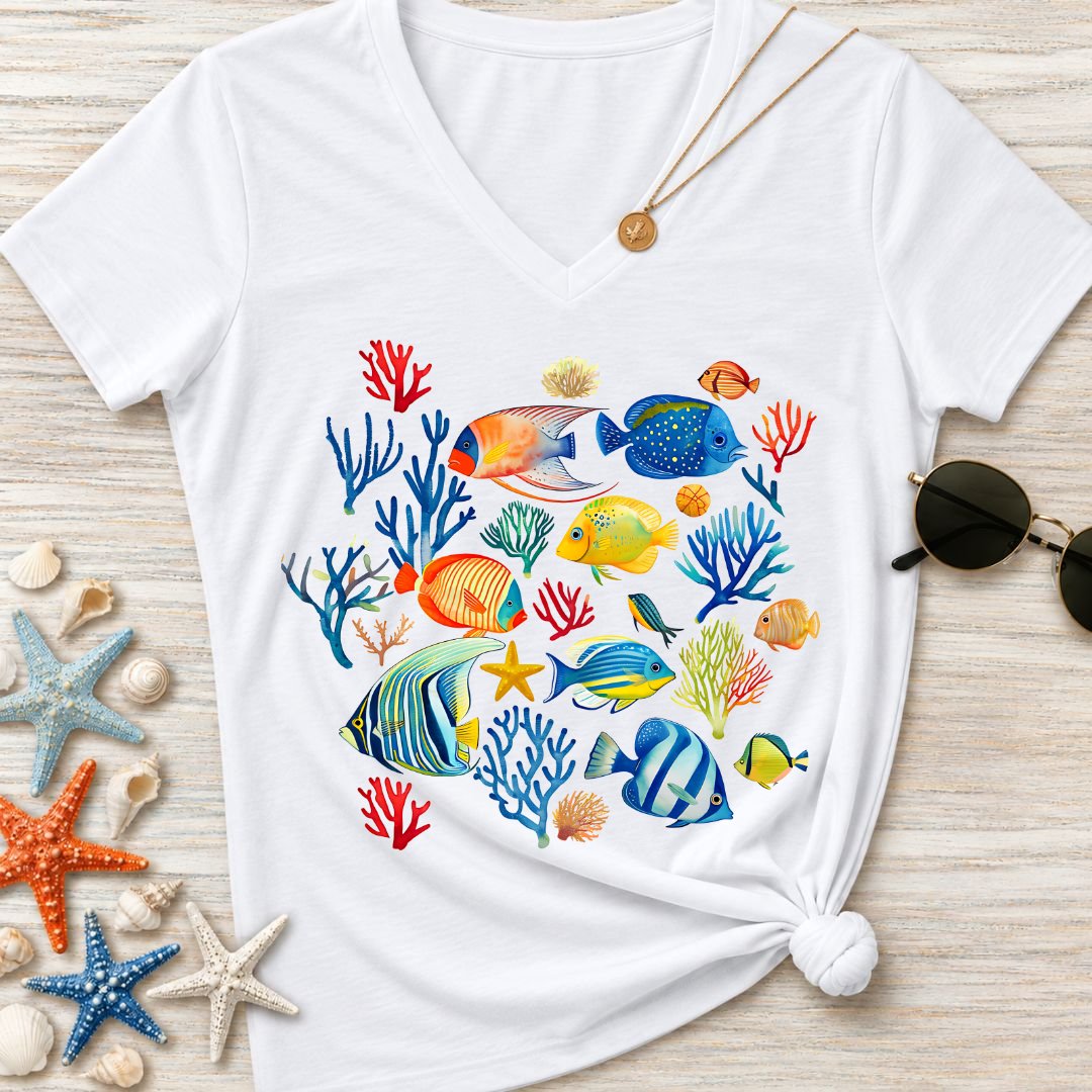 Colorful Fish Women's V-Neck T-Shirt