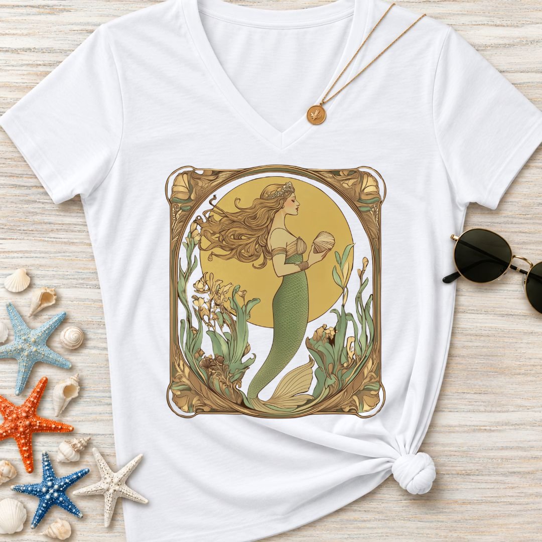 Golden Mermaid Women's V-Neck T-Shirt