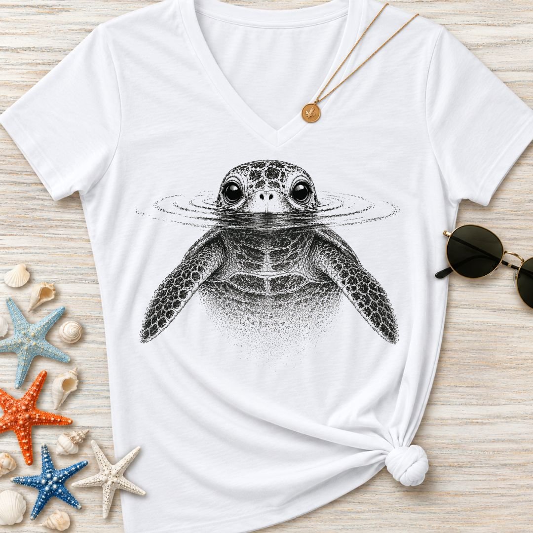Curious Turtle Women's V-Neck T-Shirt