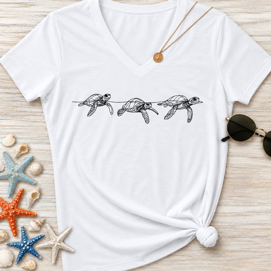 3 Turtles Women's V-Neck T-Shirt