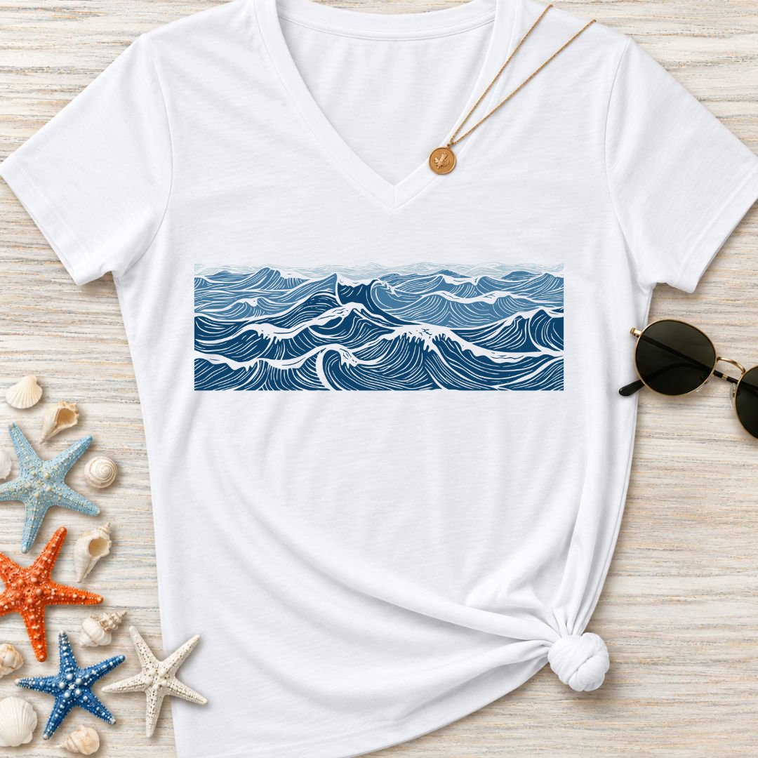 Line Waves Women's V-Neck T-Shirt