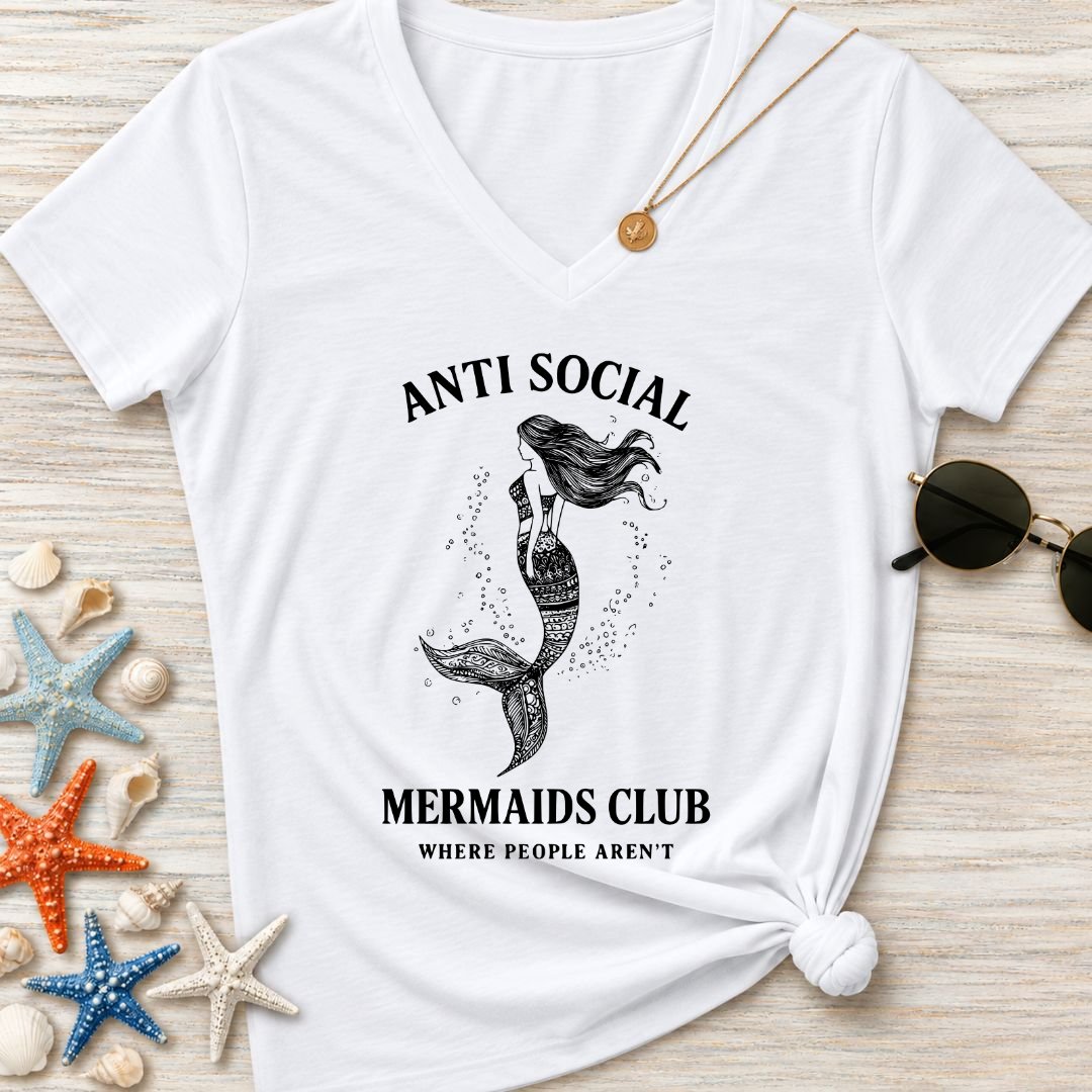 Anti Social Mermaids Club Women's V-Neck T-Shirt