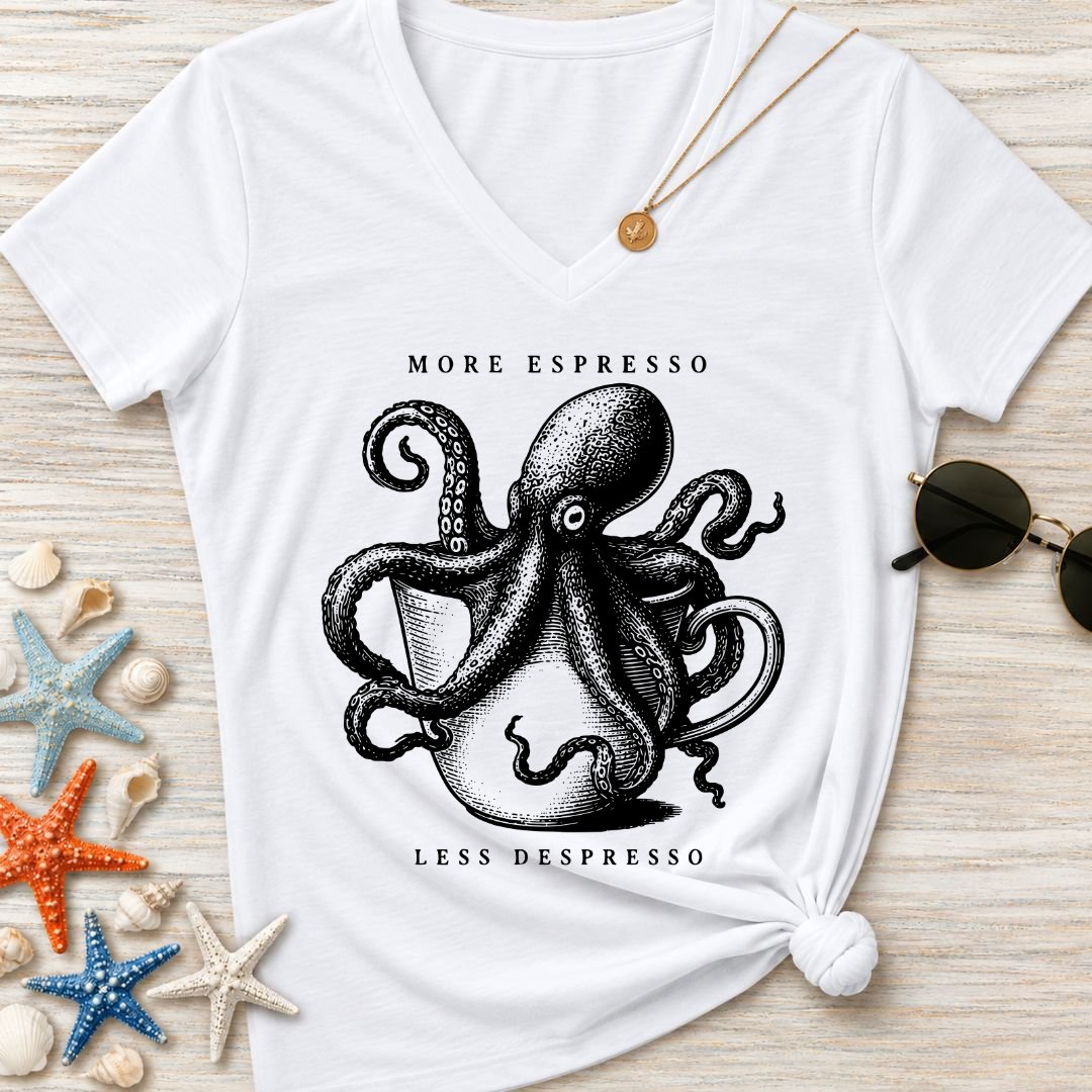 Espresso Octopus Women's V-Neck T-Shirt