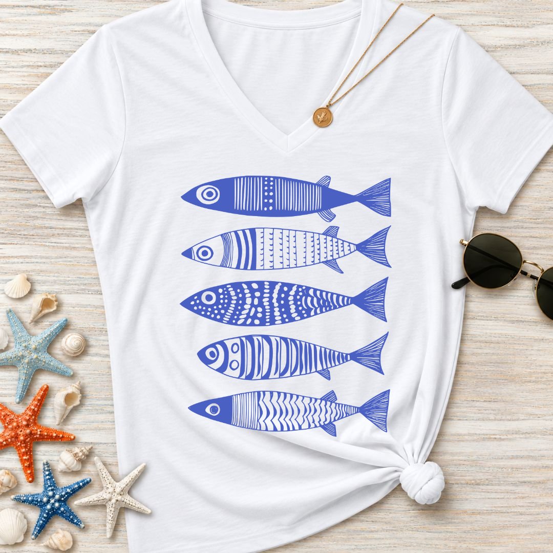Blue Sardines Women's V-Neck T-Shirt