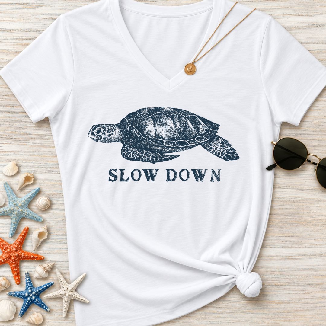 Slow Down Turtle Women's V-Neck T-Shirt