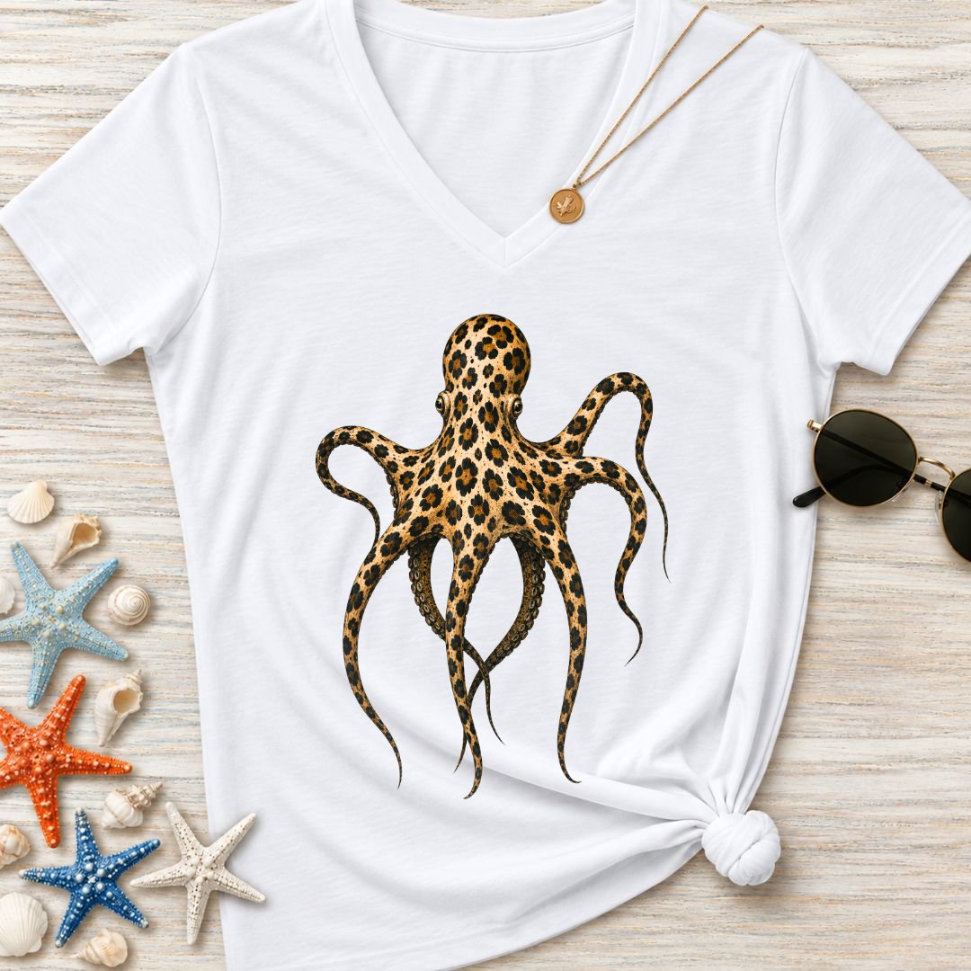 Cheetah Octopus Women's V-Neck T-Shirt