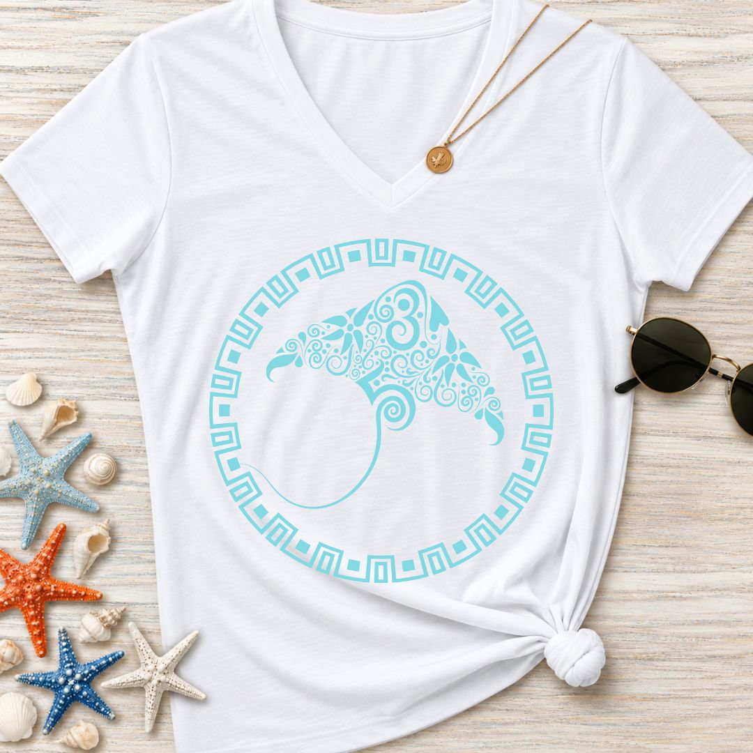 Tribal Manta Women's V-Neck T-Shirt