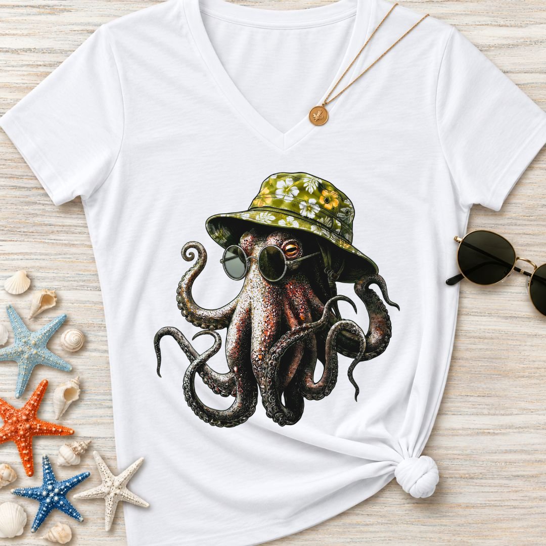Summer Octopus Women's V-Neck T-Shirt
