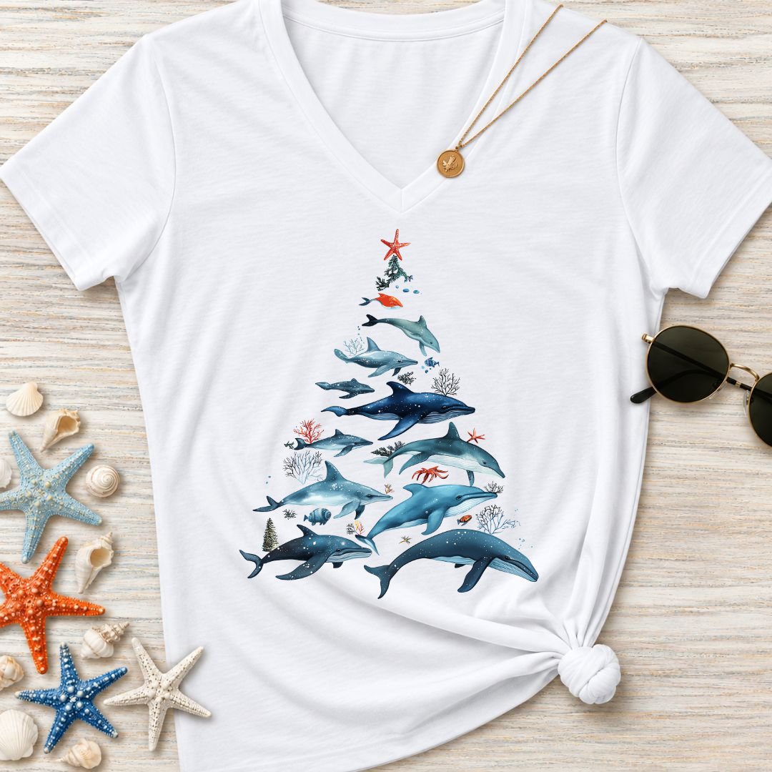Marine Christmas Women's V-Neck T-Shirt