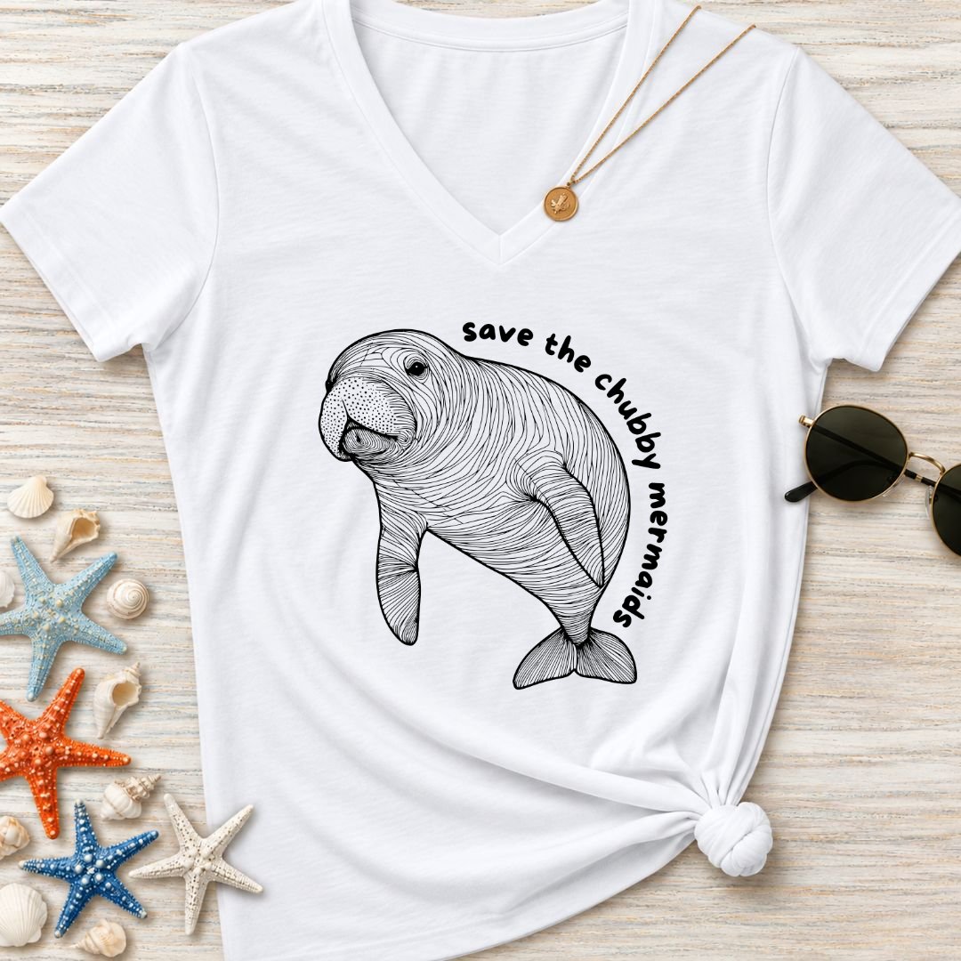 Chubby Mermaids Women's V-Neck T-Shirt