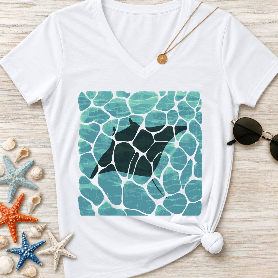 Swimming Manta Women's V-Neck T-Shirt
