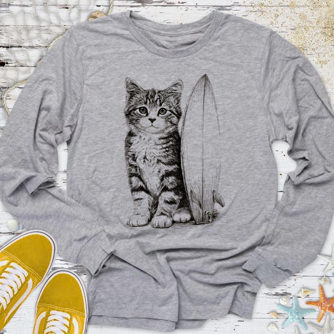 Surfer Cat Long Sleeve Tee