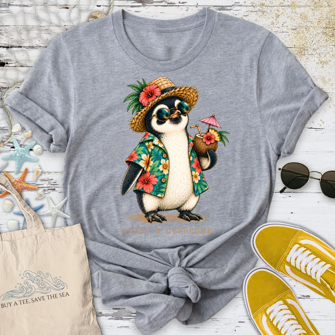 Adapt & Overcome, Penguin T-Shirt in Sport Grey - Dolce Reverie