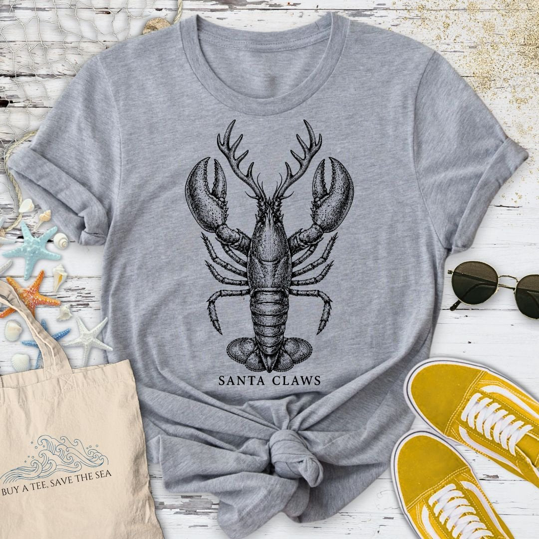 Santa Claws Lobster T-Shirt in Sport Grey - Dolce Reverie