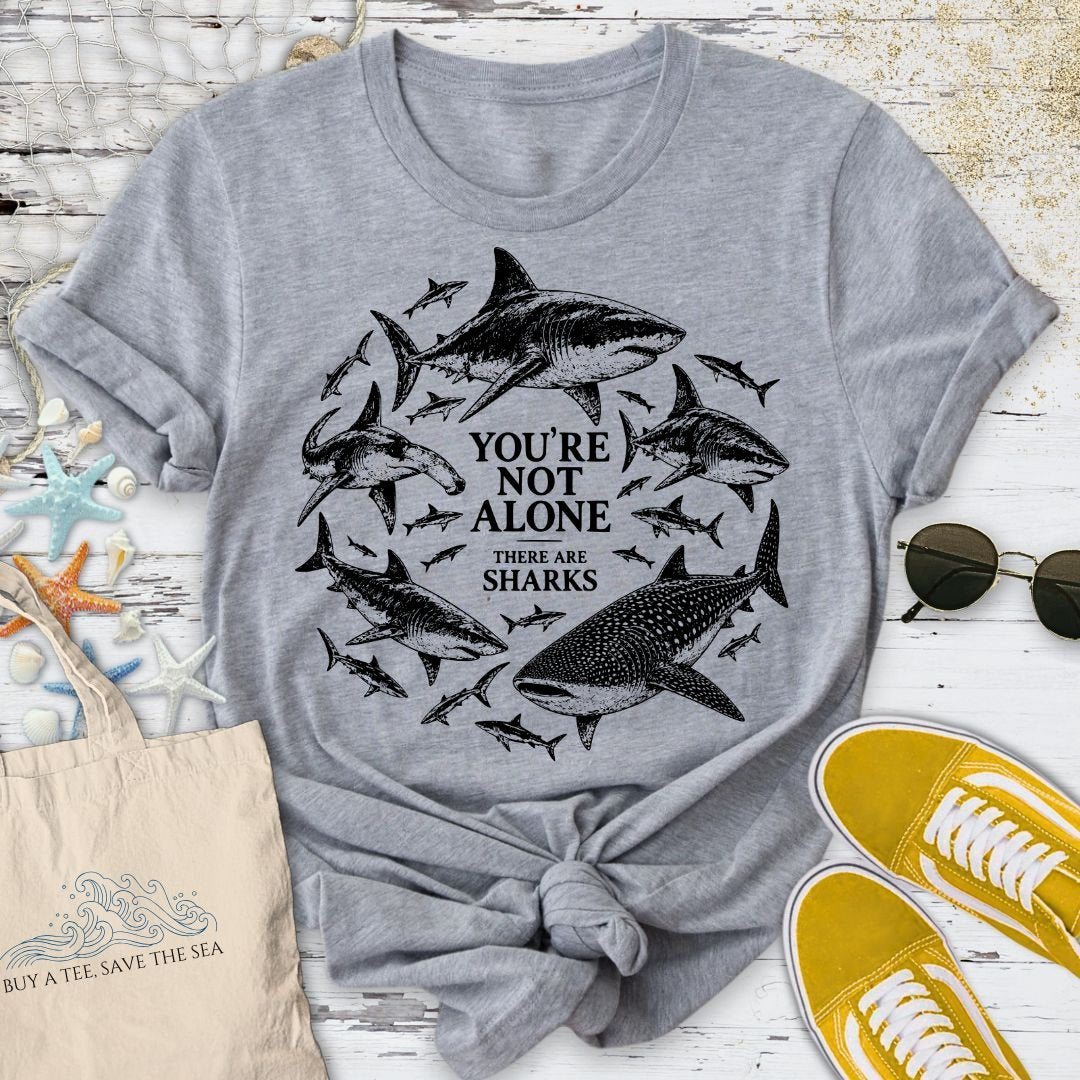 You're Not Alone, Sharks T-Shirt in Sport Grey - Dolce Reverie