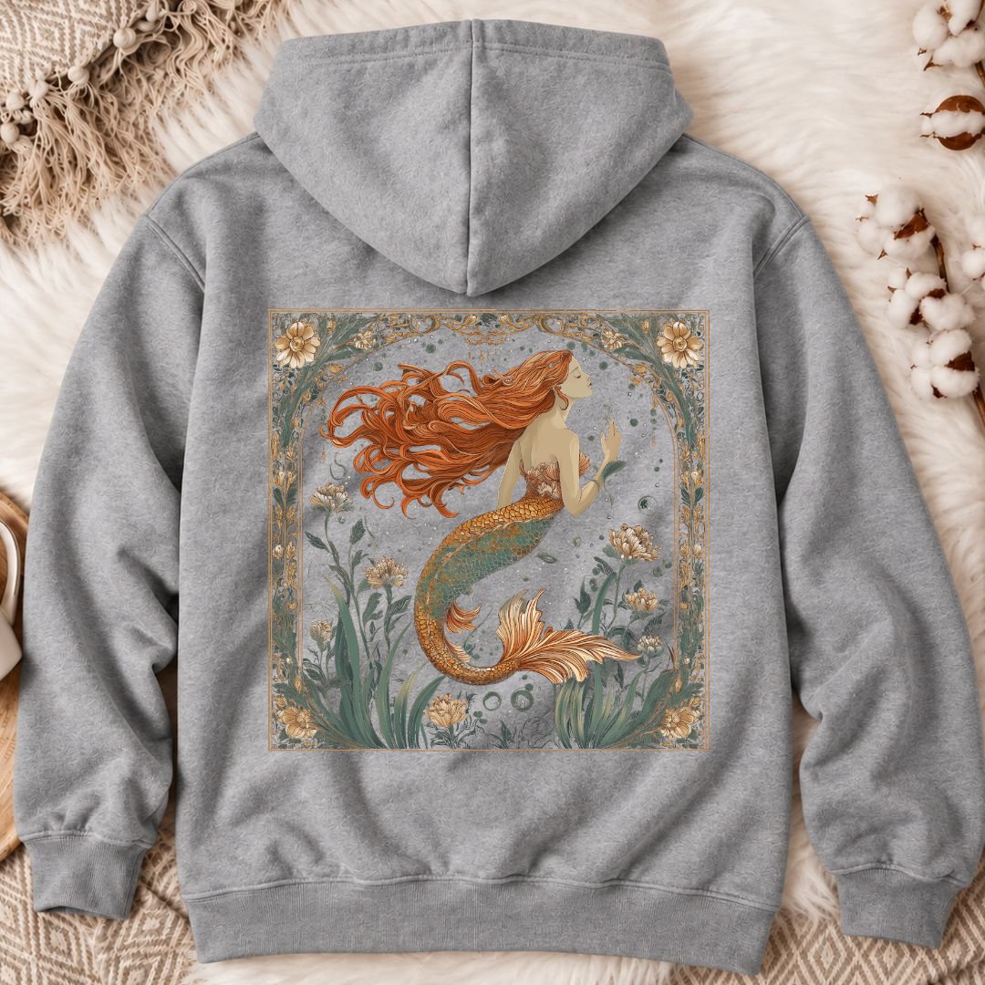 Mermaid Art Nouveau Back Print Hoodie